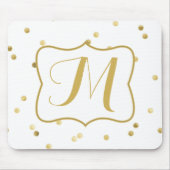 Gouden Glitter Confetti Dot Polka Monogram Muismat (Voorkant)