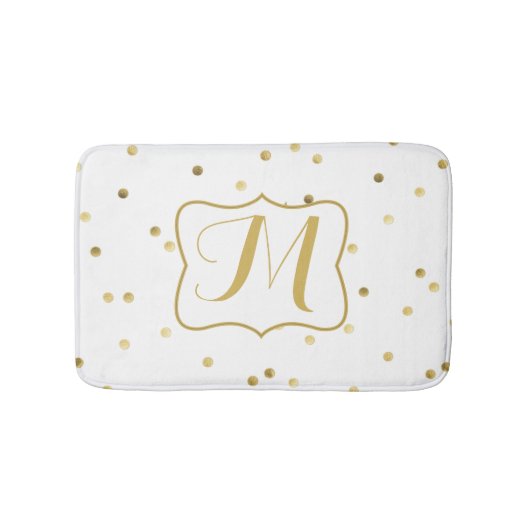 Gouden Glitter Confetti Dot Polka Pattern Badmat (Voorkant)