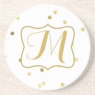 Gouden Glitter Confetti Dot Polka Pattern Onderzet Zandsteen Onderzetter