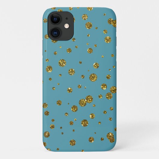 Gouden Glitter Confetti en Turquoise Telefoon Case (Achterkant)