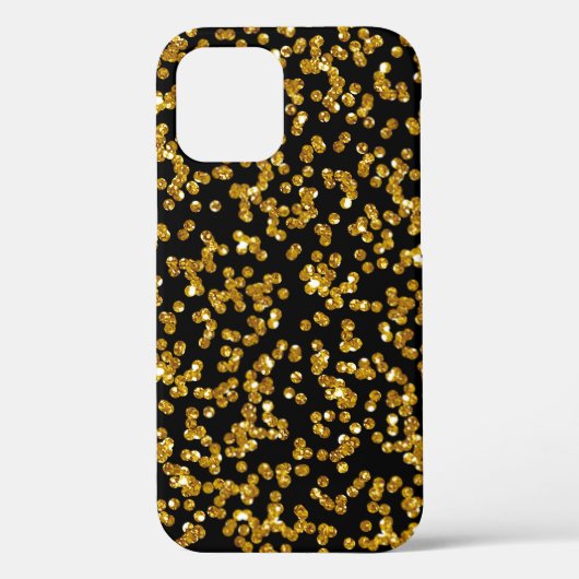 Gouden Glitter Confetti en Zwart Case-Mate iPhone Case (Achterkant)