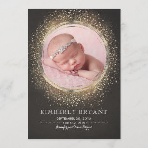 Gouden Glitter Confetti Folie Lijst Baby Meisje Ge Aankondiging