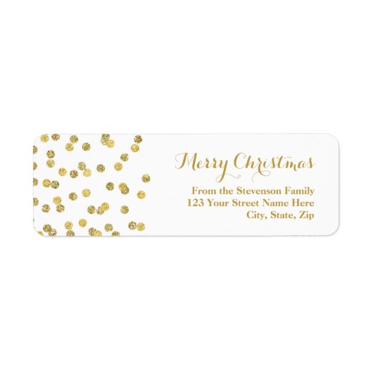 Gouden Glitter Confetti Kerstmis Adreslabel Etiket (Voorkant)