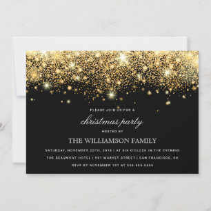 Gouden Glitter Confetti & Lights kerstfeest Kaart