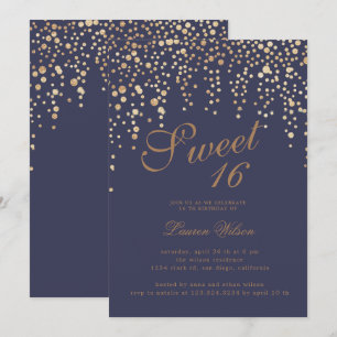 Gouden glitter confetti op lavendel zoet zestien kaart