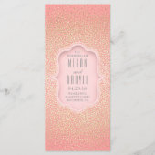 gouden glitter Confetti roze bruiloft programma (Voorkant)