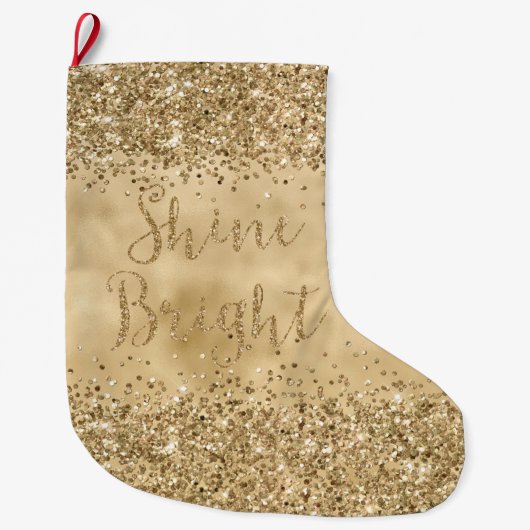 Gouden Glitter Confetti Sparkle Shine Grote Kerstsok (Voorkant)