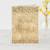 Gouden Glitter Confetti Sparkle Shine Kaart (Gele Bloem)