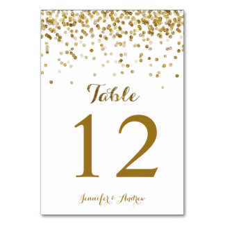 Gouden Glitter Confetti Trouwtafel Aantal Kaarten