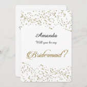 Gouden Glitter, Confetti, Wil je mijn bruidsmeisje Kaart (Voorkant / Achterkant)