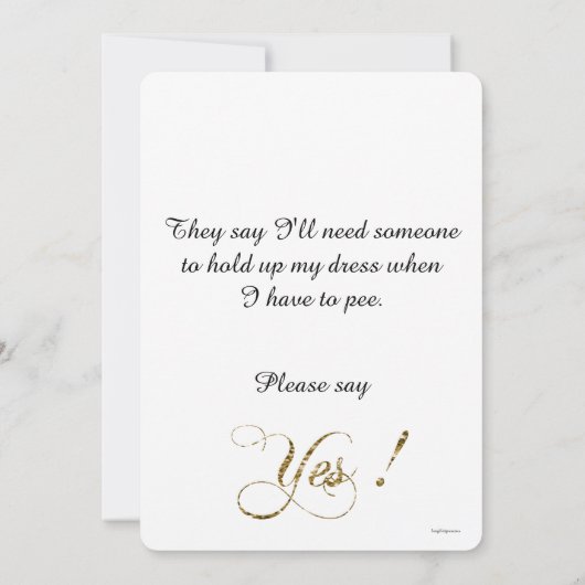 Gouden Glitter, Confetti, Wil je mijn bruidsmeisje Kaart (Achterkant)