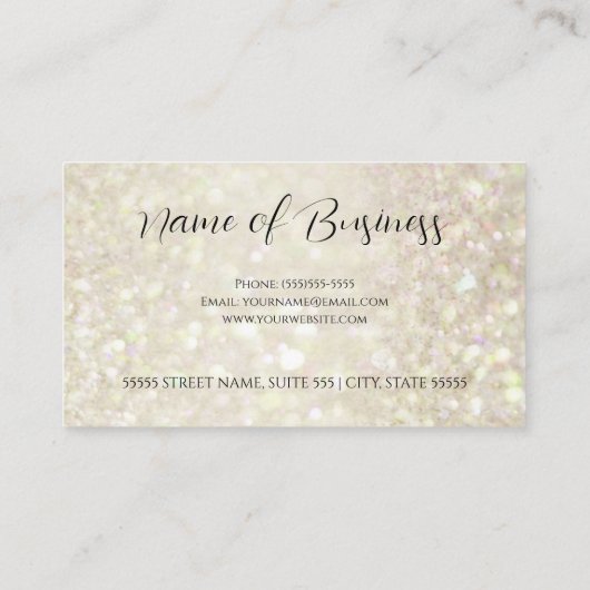 Gouden Glitter Cosmetoloog Elegante Shimmer Make-u Visitekaartje (Achterkant)