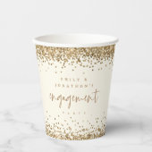 Gouden Glitter Cream Namen Engagement Party Papieren Bekers (Voorkant)