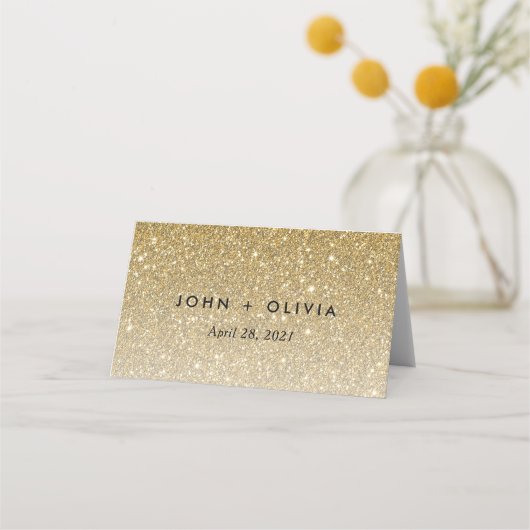 Gouden Glitter Custom Place Card (Achterkant)