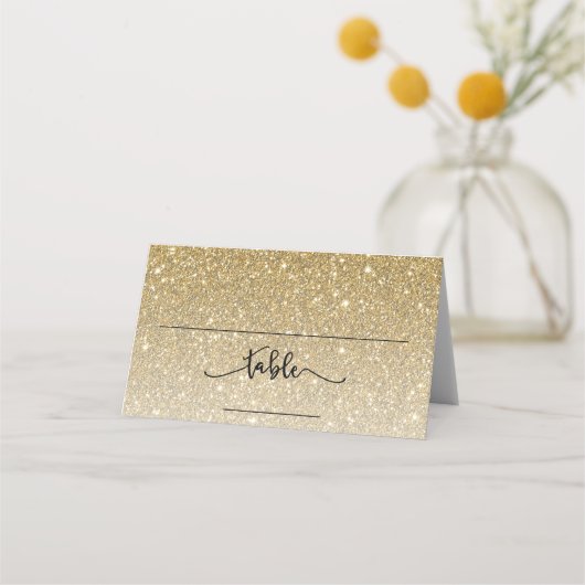 Gouden Glitter Custom Place Card (Voorkant)