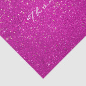 Gouden Glitter Dank u Fuchsia Roze Confetti Wit Tissuepapier (Detail)