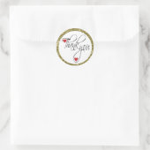 Gouden Glitter dank u Ronde Sticker (Tas)