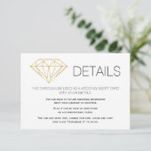 Gouden glitter diamant trendy bruiloft details ins informatiekaartje (Staand voorkant)