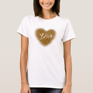 Gouden Glitter DIVA Hart Glamour Tanktop Shirt