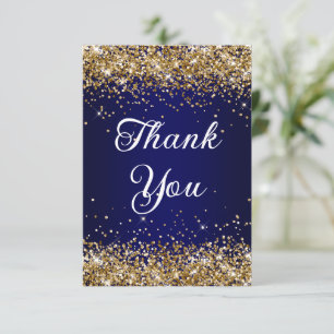 Gouden Glitter Donkerblauwe Ombre 40ste Verjaardag Bedankkaart