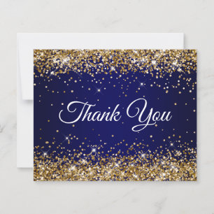 Gouden Glitter Donkerblauwe Ombre Dank Je