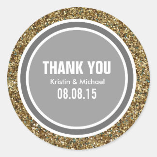 Gouden Glitter & Donkergrijs Dank u Label