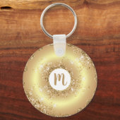 Gouden glitter donut monogram script girly luxe sleutelhanger (Achterkant)
