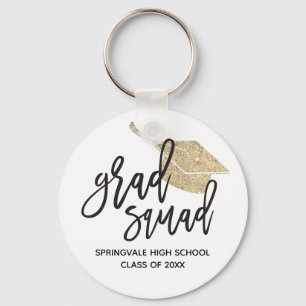Gouden Glitter Dop Gradsquad Afstudeercadeau Sleutelhanger