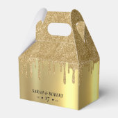 Gouden Glitter Drip Bruiloft Bedankdoosjes (Achterkant)
