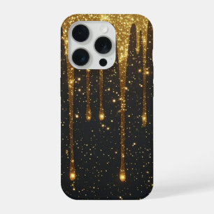 Gouden Glitter Drip Elegantie ✨ Luxe Glinsterend iPhone 15 Pro Hoesje