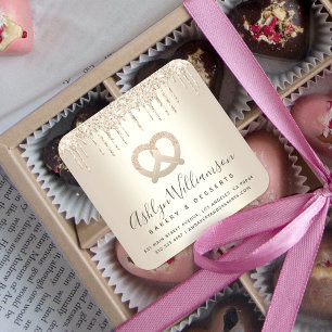 Gouden Glitter Drips Bakkerij Catering Gebak Chef Vierkante Sticker