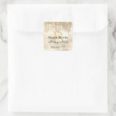 Gouden Glitter Druppels, DIY Naam, Monogram Titel  Vierkante Sticker (Tas)