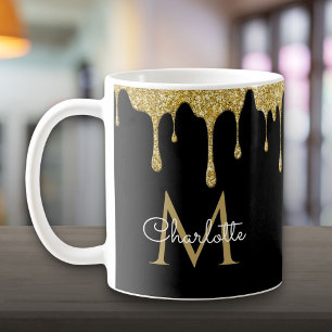 Gouden Glitter Druppels Elegant Meisjesachtig Schr Koffiemok