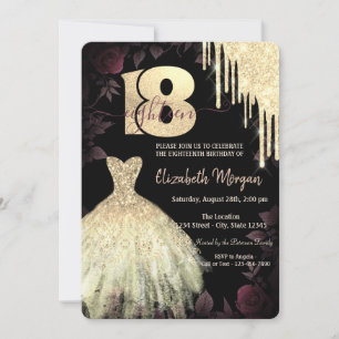 Gouden Glitter Druppels Jurk Gothic 18e Verjaardag Kaart
