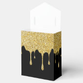 Gouden Glitter Druppels Monogram Script Naam Zwart Bedankdoosjes (Geopend)