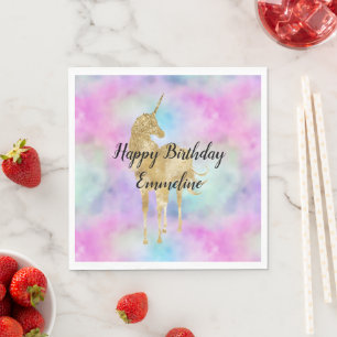 Gouden Glitter Eenhoorn Paarse Roze Aqua Blush Servet