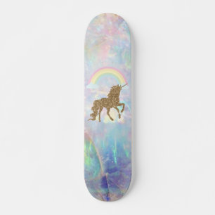 Gouden Glitter Eenhoorn, Regenboog Opaliet Skateboard