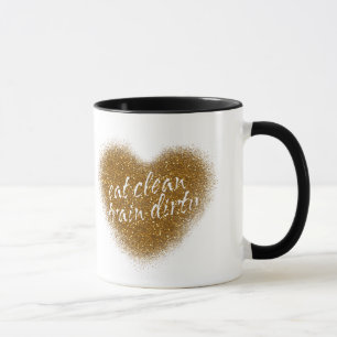 Gouden Glitter EET SCHOON TRAIN VUIL Hart Mok