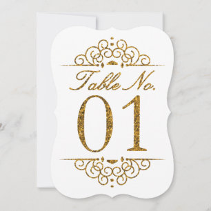 Gouden Glitter Effect Trouwtafel Nummerkaart (01) Kaart