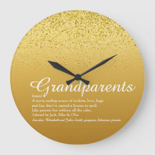 Gouden Glitter Elegant Script Grootouders Citaat Grote Klok
