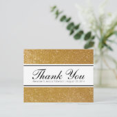Gouden glitter elegante bruiloft dank u briefkaart (Staand voorkant)
