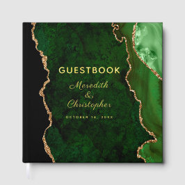 Gouden Glitter Emerald Green Agaat Wedding Gold Fo Gastenboek