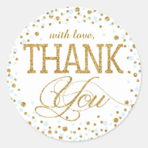 Gouden Glitter en Blauwe Sprinkle Bedankt Label