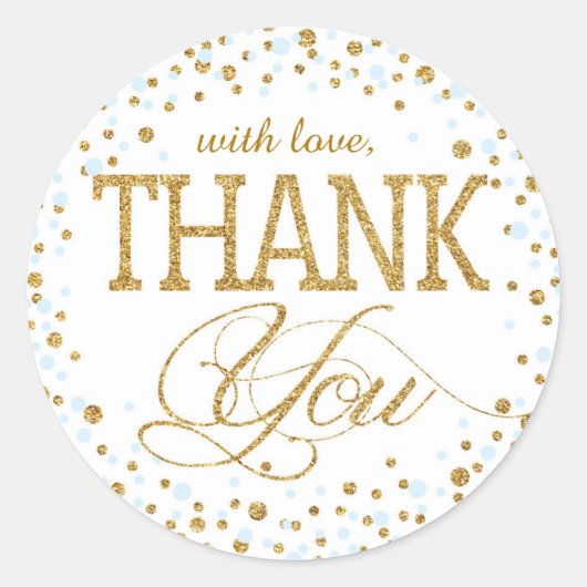 Gouden Glitter en Blauwe Sprinkle Bedankt Label (Voorkant)