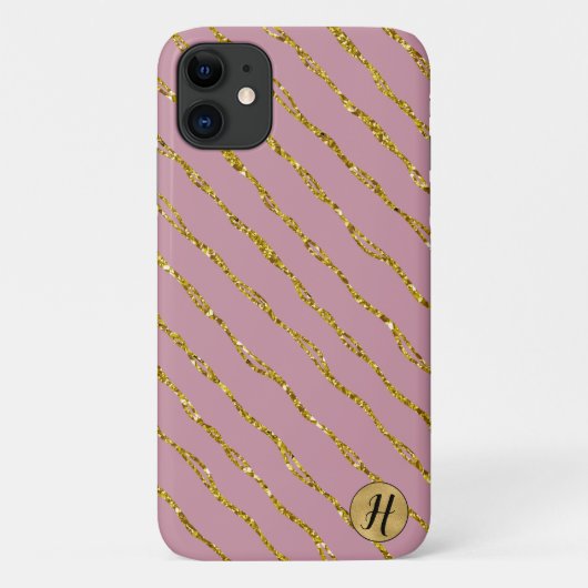 Gouden Glitter en Blush Roze Telefoon Case (Achterkant)