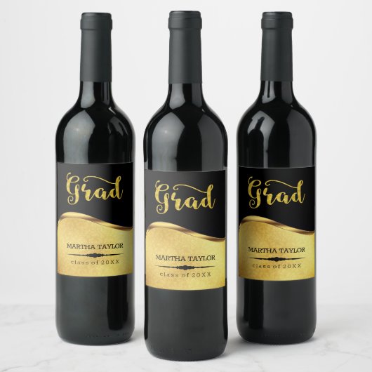 Gouden glitter en damast wijn etiket (Flessen)