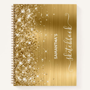 Gouden Glitter en Folie Meisjesachtig Schetsboek Notitieboek
