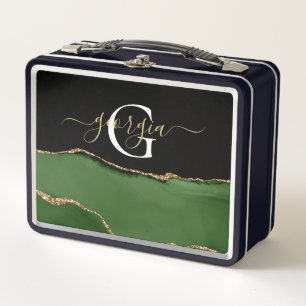 Gouden Glitter en Groene Agaat Monogram