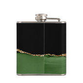 Gouden Glitter en Groene Agaat Monogram Heupfles (Achterkant)