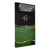 Gouden Glitter en Groene Agaat Monogram Mini Klembord (Schuin)